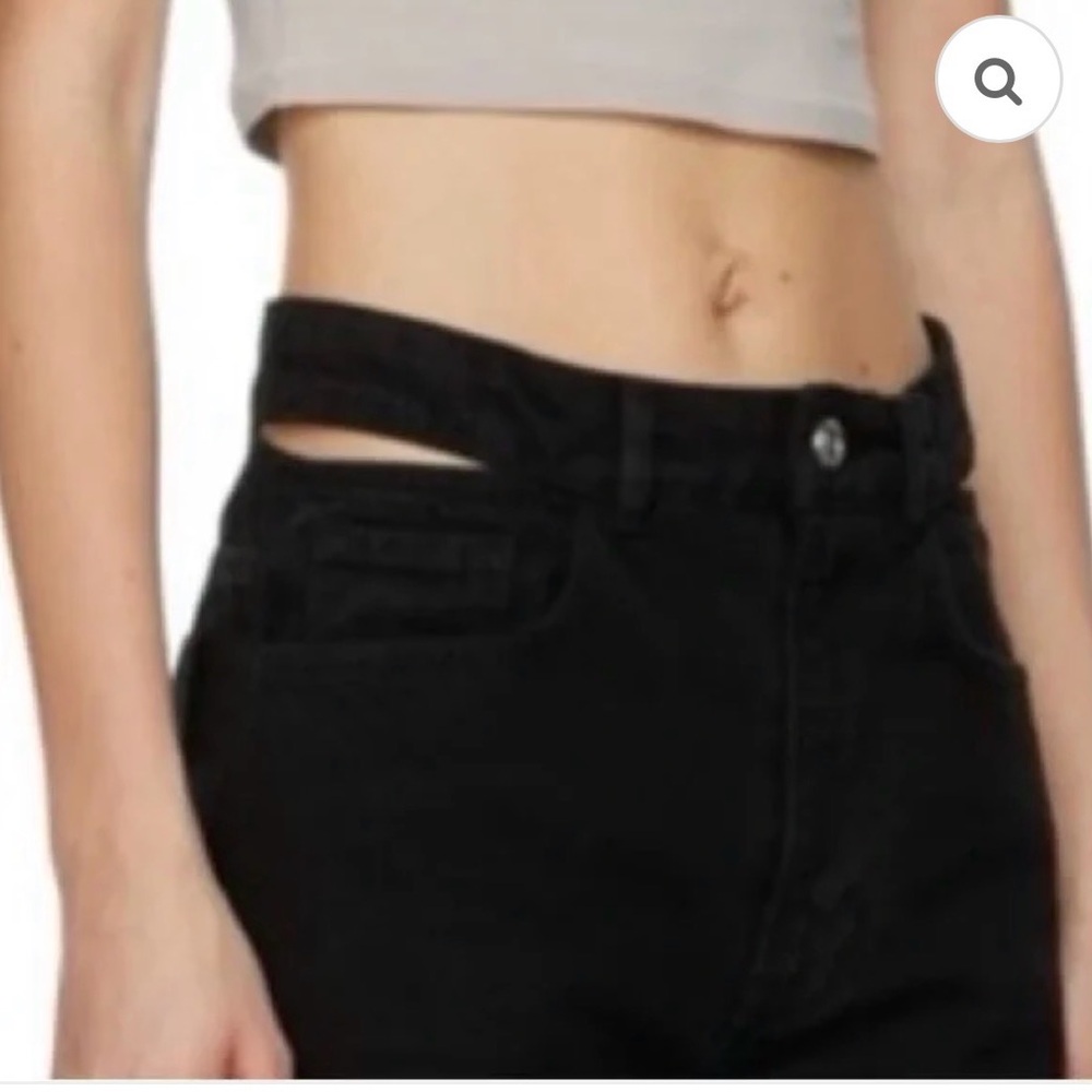 FRAME Le High N Tight Straight Cut-Out‎ Waist Jeans in Film Noir Black Size 26